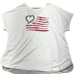 Women's White Heart Flag Short Sleeve Top